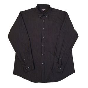 Van Heusen Mens Shirt Size L Black Striped Long Sleeve